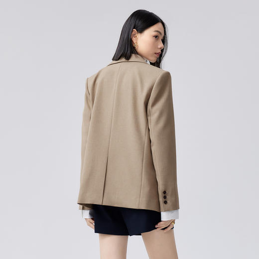 【严选】伊芙丽假两件特调华尔兹纱通勤气质职业西装外套女2024秋季新款1F8911331 商品图3