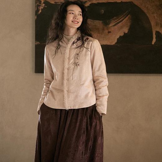 牧衣游原创 丝棉手工刺绣棉服外套女新款炒色文艺棉衣薄款 春山茂 商品图2