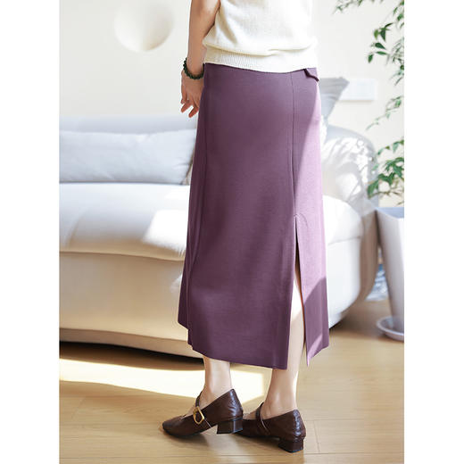 口碑* 通勤百搭裙 羊毛混纺后开叉半身裙 商品图2