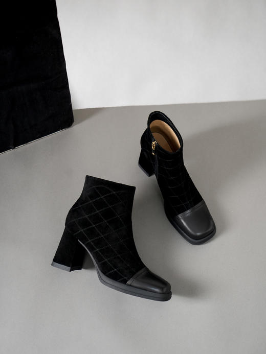 豪麟名鞋奥莱迪嘉女鞋短靴羊反绒面革/胎牛皮革DJYYO42WN203黑色  原价2660元 商品图2