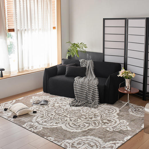 自然醒轻奢时髦拉波尔地毯高定轻奢扎染格纹条纹地毯客厅沙发卧室床边地垫防滑脚垫MT 商品图0