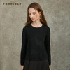 Famecoco范可儿百搭圆领针织打底衫优雅欧根纱拼接FAC6DB006 商品缩略图3