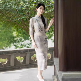 ZAYS-223雪花绒旗袍2024秋季新款改良年轻气质优雅日常新中式复古旗袍裙