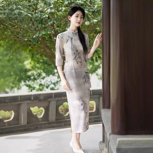 ZAYS-223雪花绒旗袍2024秋季新款改良年轻气质优雅日常新中式复古旗袍裙 商品图0