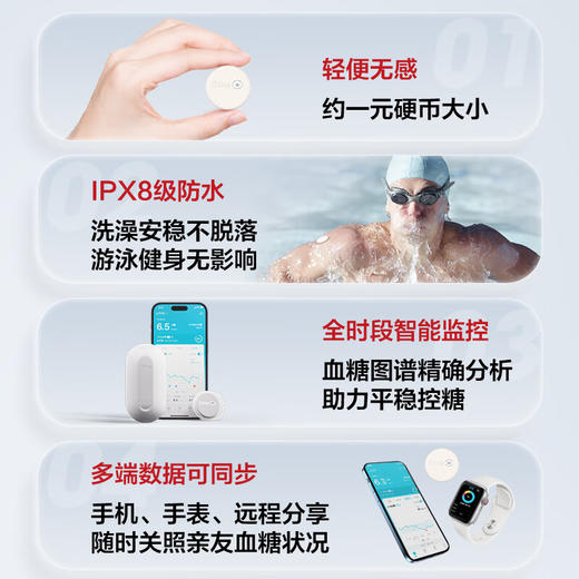 可孚动态血糖仪免扎手指针家用免校准14天持续血糖监测仪1盒装 商品图6