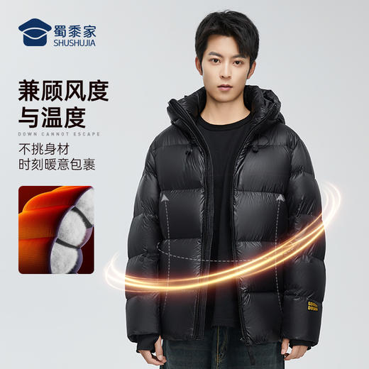 【石墨烯火山岩黑金羽绒/鹅绒服】保暖防寒羽绒服外套男女同款通勤连帽棉服YT408 商品图5