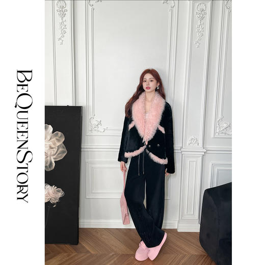 【孤品样衣，不退不换】【愿望清单】红人上新时尚百搭加绒精致烫钻丝绒直筒休闲裤女 商品图4