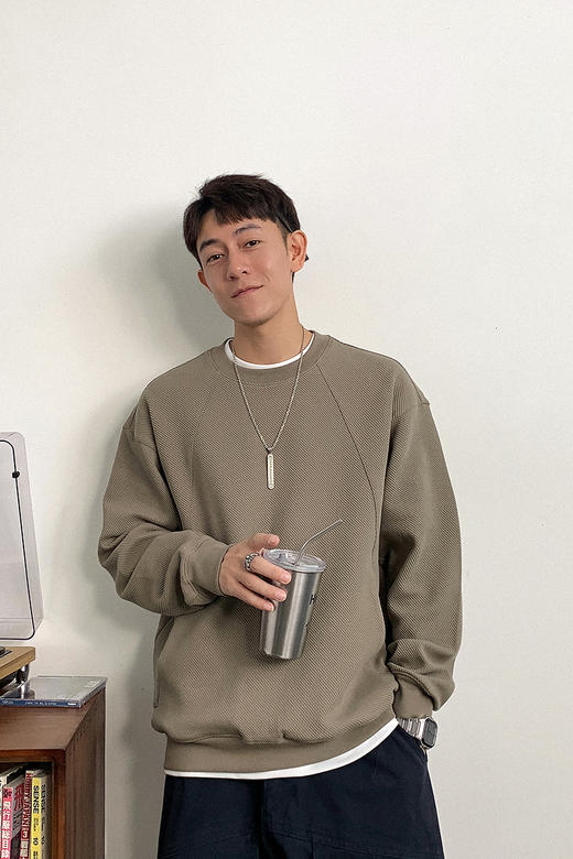 徐太浪美式休闲缉明线圆领卫衣男秋季2024新款大码男装打底衫上衣 商品图5