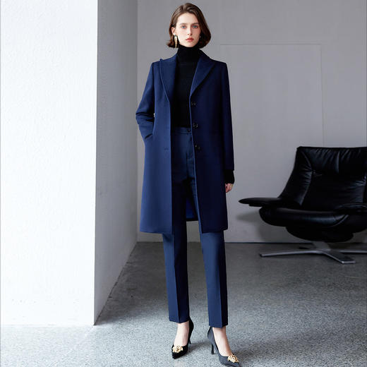 IWY/银行酒店前台接待物业售楼部珠宝店职业装藏青色羊毛大衣ND9022 商品图4