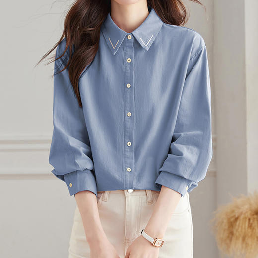 馥迦领口刺绣百搭衬衫 商品图0