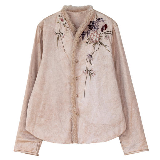 牧衣游原创 丝棉手工刺绣棉服外套女新款炒色文艺棉衣薄款 春山茂 商品图4