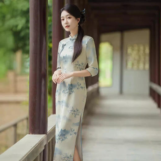 ZAYS-229年轻雪花绒高级感旗袍2024秋新中式国风气质文艺改良旗袍 商品图3