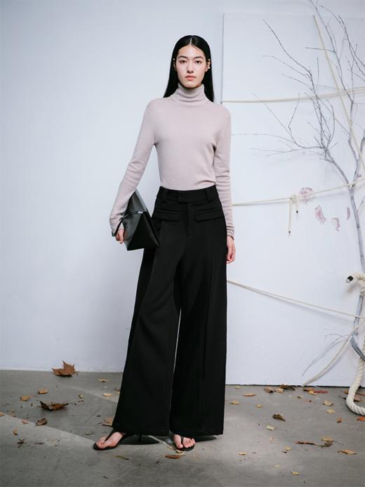 LIYIHAN 24秋羊绒高领合体羊绒衫宽松套头保暖打底衫软糯慵懒百搭 商品图1