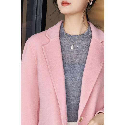 米思阳2025冬季新款经典简约风毛呢外套双面呢100%羊毛西装女1842 商品图6