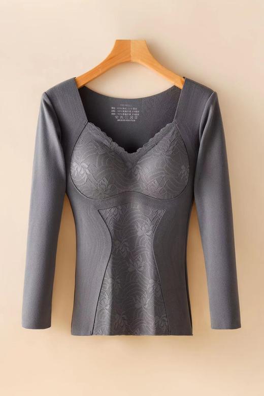 秋冬新款【德绒无痕保暖内衣】上衣发热带胸垫V领长袖 加厚秋衣女 可机洗 商品图10