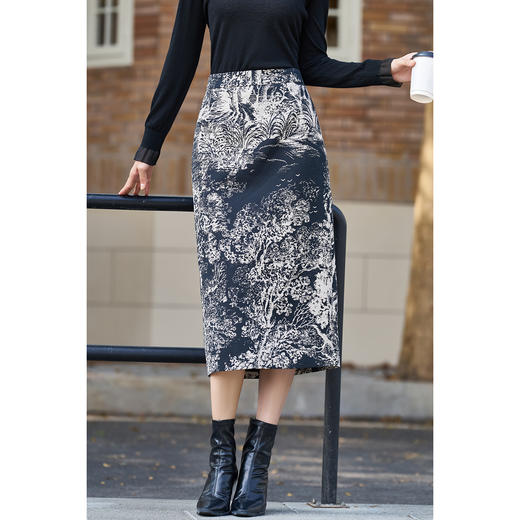 剩M 米思阳2026春季新款时尚设计感半身裙潮流国风水墨印花裙子女2058 商品图2