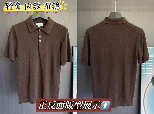 男装夏季翻领纽扣POLO针织衫短袖 咖色POLO衫针织短袖 商品图1