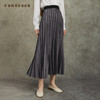 Famecoco范可儿压褶优雅半裙简约文艺长款A字裙FAC6HA001 商品缩略图3