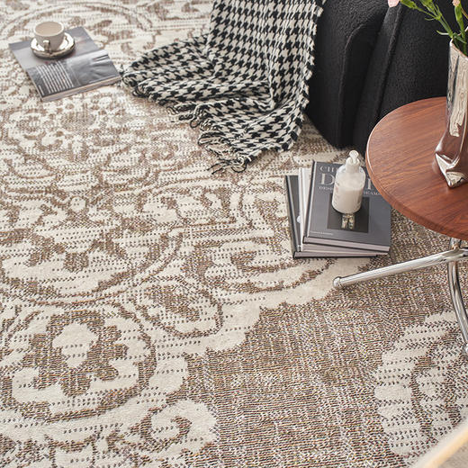 自然醒轻奢时髦拉波尔地毯高定轻奢扎染格纹条纹地毯客厅沙发卧室床边地垫防滑脚垫MT 商品图4