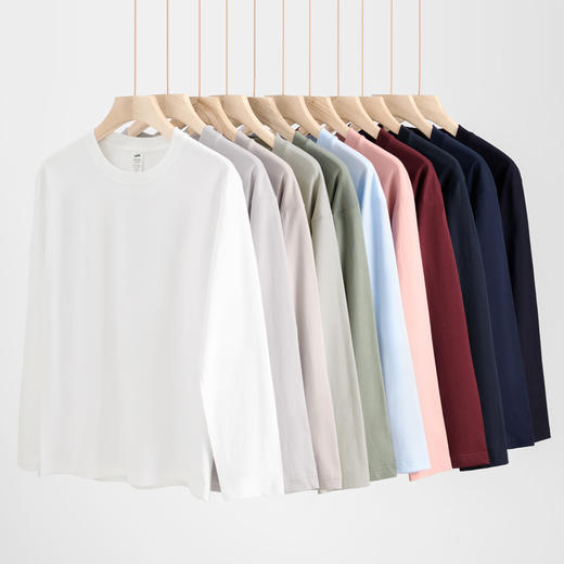 岸纾 新疆全棉长袖T恤2件装（多色任选）男女内搭圆领纯色打底衫 商品图1