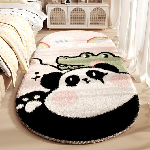 【可水洗，仿羊绒床边毯】卡通仿羊绒地毯 隔凉防滑垫 家用地毯 耐脏易打理 卧室床边毯 柔韧仿羊毛手感 拥抱小奶猫般的温柔-QQ 商品图2