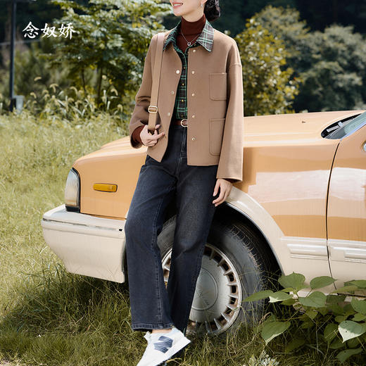 【商场同款】CNT4084“通勤直筒牛仔裤”烟灰色小直筒裤型显瘦好搭 精致感口袋珠片绣 利落九分裤 薄拉绒亲肤舒适 商品图2