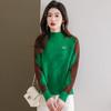 CC-101-90925半高领拼色羊毛毛衣女秋冬新款厚款慵懒风宽松时尚洋气针织上衣 商品缩略图2