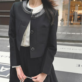 【顺丰包邮】82808 洛诗琳高定设计感拼接丝毛短款小外套女02019