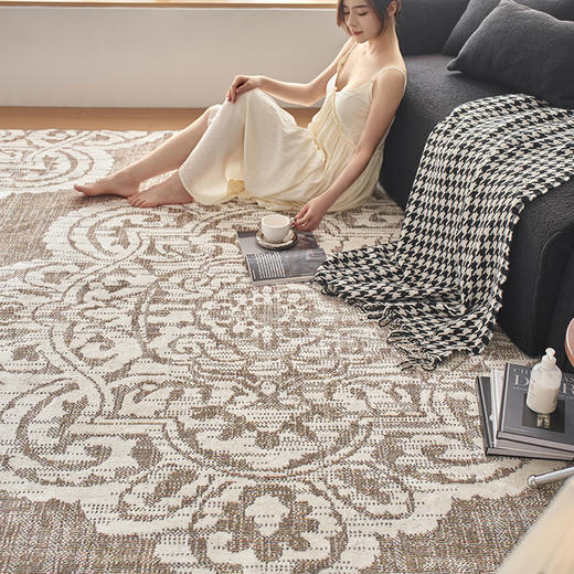 自然醒轻奢时髦拉波尔地毯高定轻奢扎染格纹条纹地毯客厅沙发卧室床边地垫防滑脚垫MT 商品图6