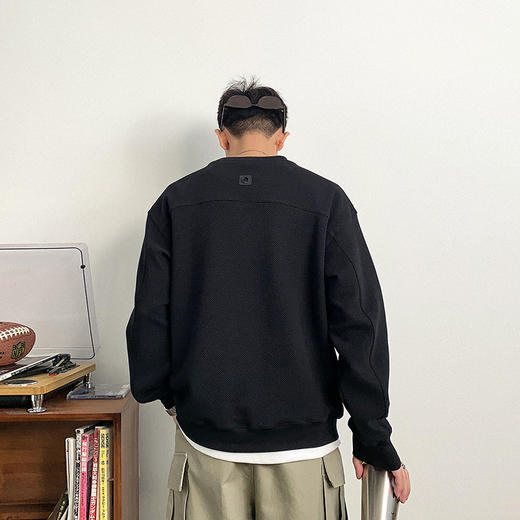 徐太浪美式休闲缉明线圆领卫衣男秋季2024新款大码男装打底衫上衣 商品图3