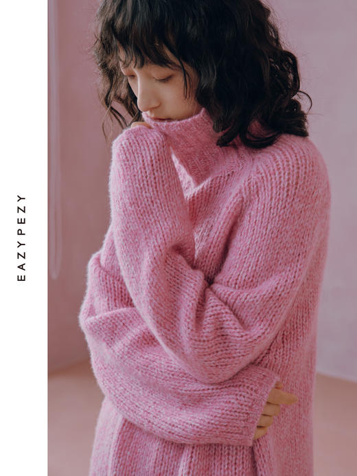 EAZYPEZY 2024AW 棒针松软大高领混色羊绒衫 商品图2