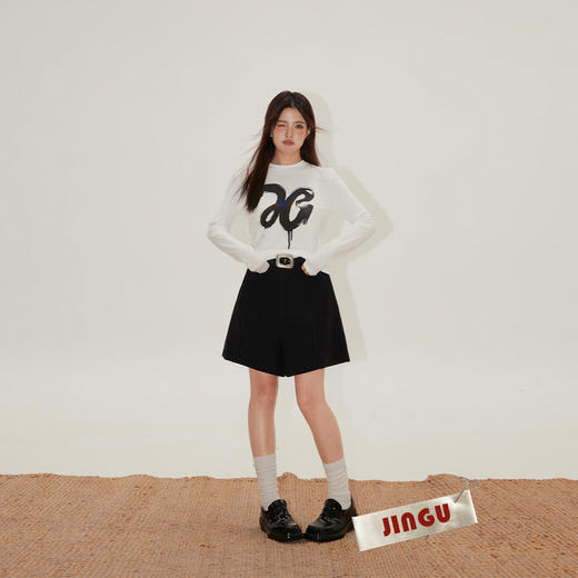 2024年新款白标~ 字母印花莱赛尔长袖T恤女宽松休闲大码打底衫上衣 商品图1