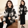 黑白格子双面羊毛呢大衣2024秋冬新款双排扣短款毛呢外套HR-SLYY9215 商品缩略图2