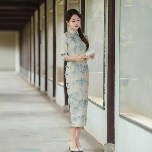ZAYS-229年轻雪花绒高级感旗袍2024秋新中式国风气质文艺改良旗袍 商品图1