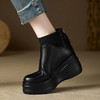 【预售5天】厚底马丁靴高跟加绒松糕鞋，时尚新款真皮坡跟短靴MQE&G82-19 商品缩略图2