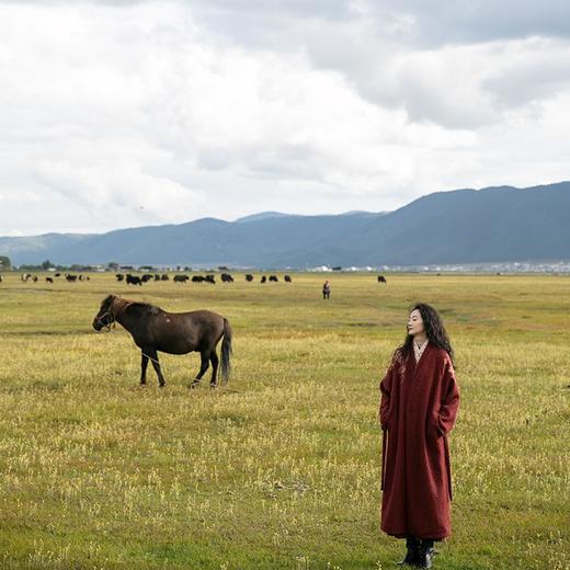 牧衣游原创 刺绣游牧感毛呢长外套------ 静水 商品图2