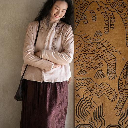 牧衣游原创 丝棉手工刺绣棉服外套女新款炒色文艺棉衣薄款 春山茂 商品图1