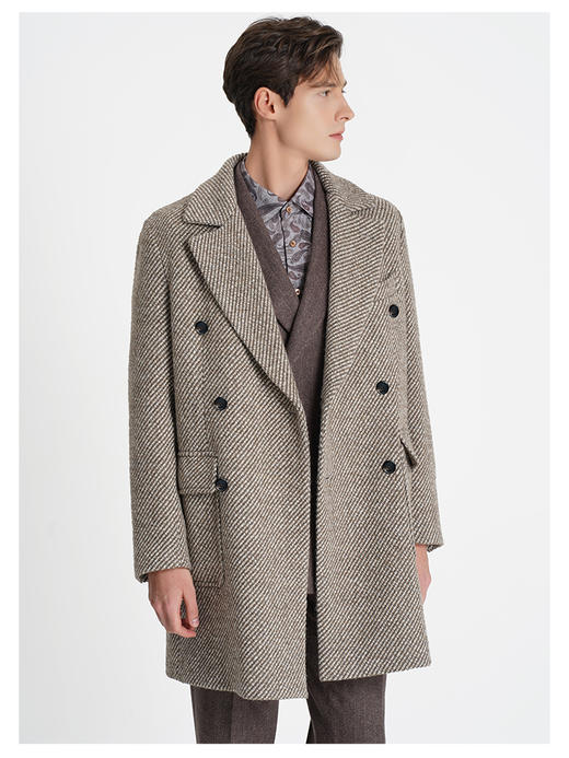 callisto大师系列卡其色意大利羊毛大衣 商品图2