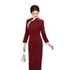 冬款提花加绒长款旗袍酒红色订婚礼服SJT720 商品缩略图4