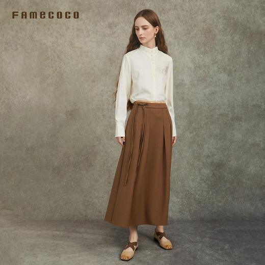 Famecoco范可儿天丝棉简约长袖衬衫高级国风山水印花FAC6BA007 商品图2