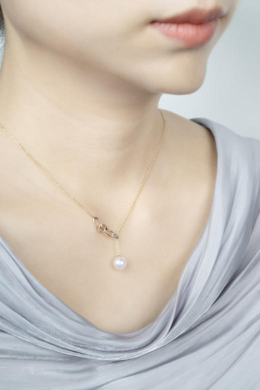 「镜像. 涟漪」Akoya珍珠14k白金黄金玫瑰金项链 商品图4