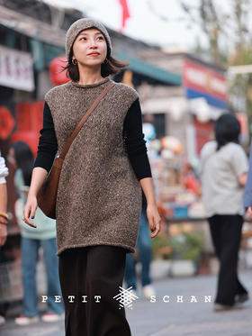 杂粮粥 羊绒骆驼绒牦牛绒手纺纱手编长款背心