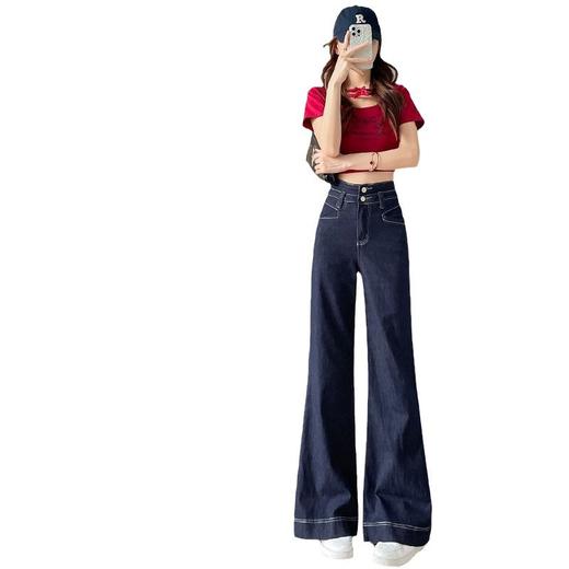 【阔腿牛仔裤】深蓝色宽松裤显腿长 秋季新款 垂感拖地裤子 显瘦百搭阔腿 微喇牛仔裤 商品图4