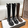 「两色可选！显腿长骑士靴」女新款厚底V口长筒靴女秋冬不过膝高筒靴子粗高跟长靴鞋 商品缩略图2