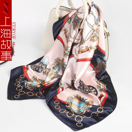 【上海故事，新款仿丝大方巾】2025春秋新款丝滑质感大方巾，手感柔软飘逸透气亲肤丝滑，薄空姐领巾仿丝丝巾妈妈礼物QQ新年礼盒年货礼盒 商品图8