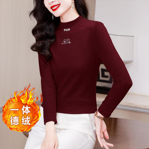 雀说半高圆领加厚德绒打底衫新款洋气内搭保暖上衣AL312 商品图2