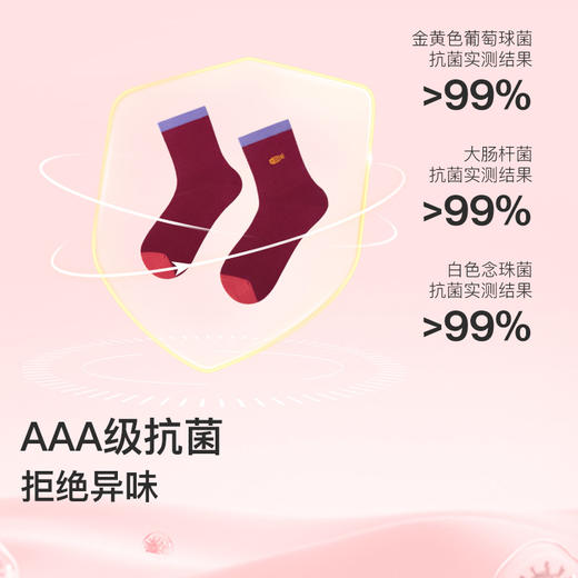 likeuu儿童红色扑扑鸟袜子3双装 | 舒适透气、不闷脚、无骨袜头、不磨不硌、可爱百搭 商品图2