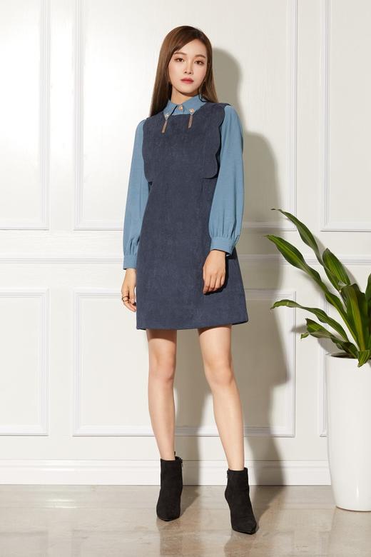 Le Malene 蓝色荷叶边两件套连衣裙 10558 商品图1