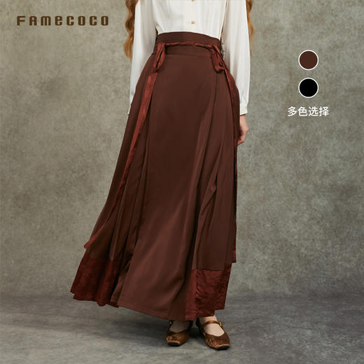 Famecoco范可儿高级缎感马面裙国风显瘦日常半身裙FAC6HA023 商品图0