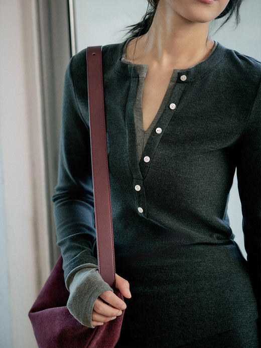 Even Vintage|都市简约 磨毛羊绒感亨利领假两件针织衫优雅半身裙 商品图2